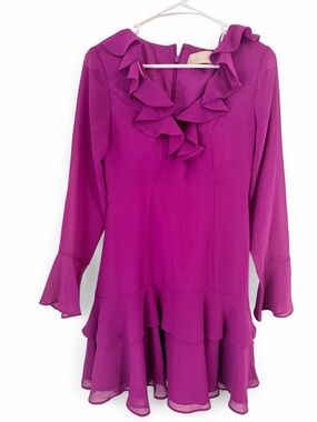 KEEPSAKE the Label Ruffled Long Sleeve Dress - Fuchsia